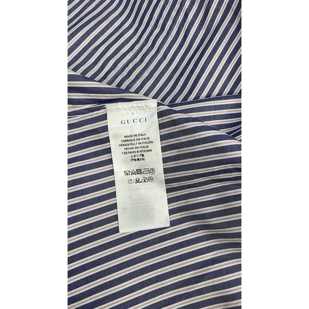 Gucci Shirt Slim Mens 41 /16  Pinstripe Long Sleeve Button Cotton Made In Italy